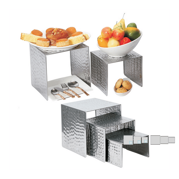 3 Lifting Displays with Different Sizes for Stainless Steel Buffet